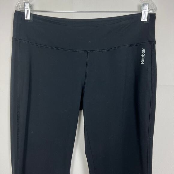 Reebok Fitted Bootcut High-Rise Black Leggings Size Large Athleisure Breathable - Picture 3 of 9